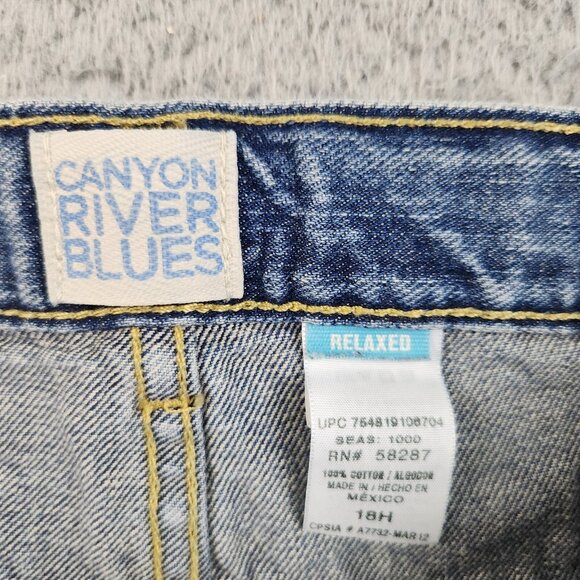 Y2K Boys Relaxed Fit Jeans Boys 18 Husky Straight Faded Adjustable Denim Pants - Picture 11 of 12